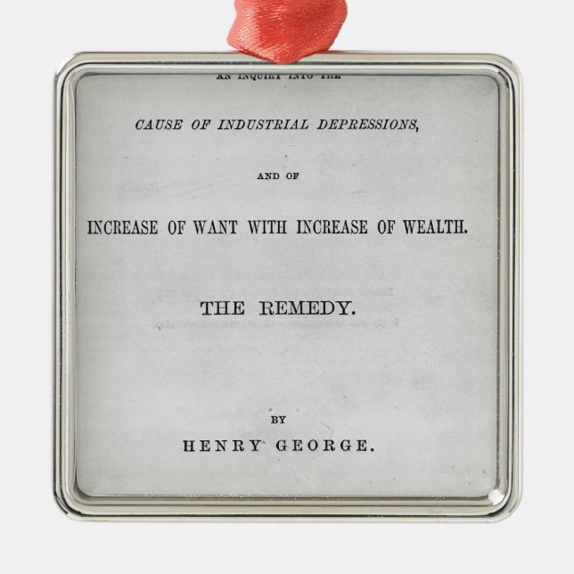 Titlepage to 'Progress and Poverty' Metal Tree Decoration (Front)