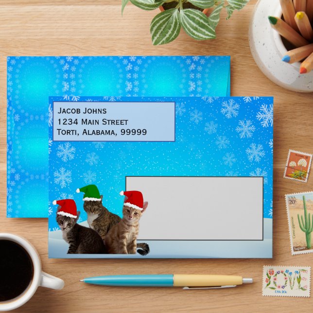 Tito, Taz, and Annie Cat Christmas Envelope (Desk)