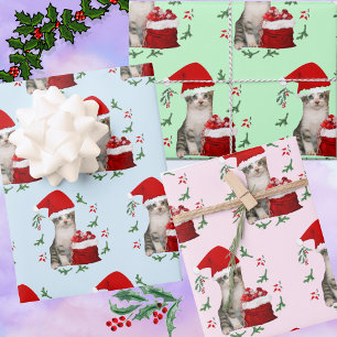 Tito the Cat's Pastel Christmas  Wrapping Paper Sheet