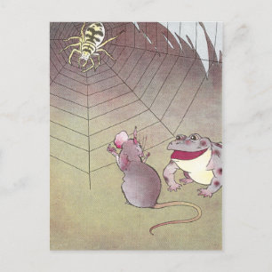 Tittle-Mouse and Garden Toad Meet Spider Postcard