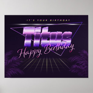 Titus Name Vorname lila retro Poster Geburtstag