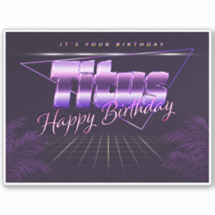 Titus Name Vorname lila retro Sticker Geburtstag