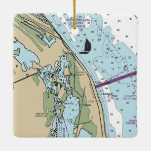 Titusville Beach Florida Chart Ceramic Ornament
