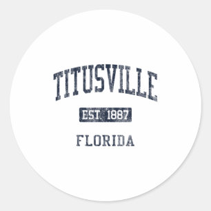 Titusville Fl Jn4 Vintage Athletic Blue Design  Classic Round Sticker