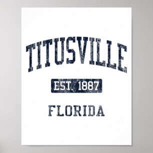 Titusville Fl Jn4 Vintage Athletic Blue Design Poster