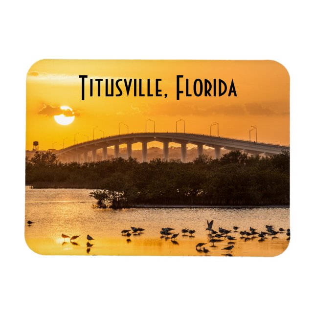   Titusville Florida Bridge Sunset Travel Photo  Magnet (Horizontal)