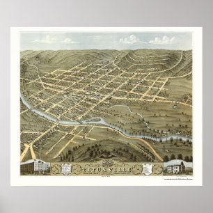 Titusville, PA Panoramic Map - 1871 Poster