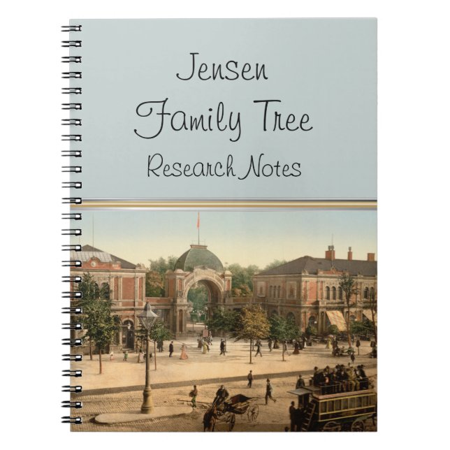 Tivoli Park Entrance Copenhagen Family Tree Notebook (Front)