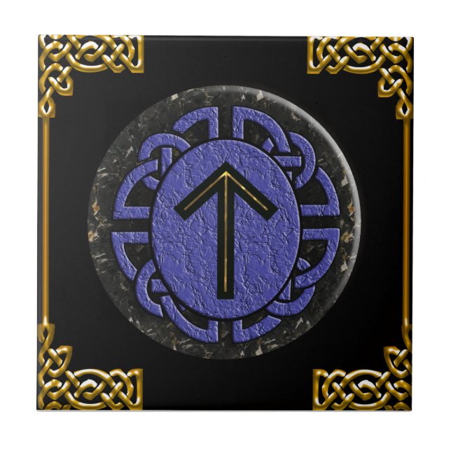 "tiwaz" elder futhark ceramic tile (Front)