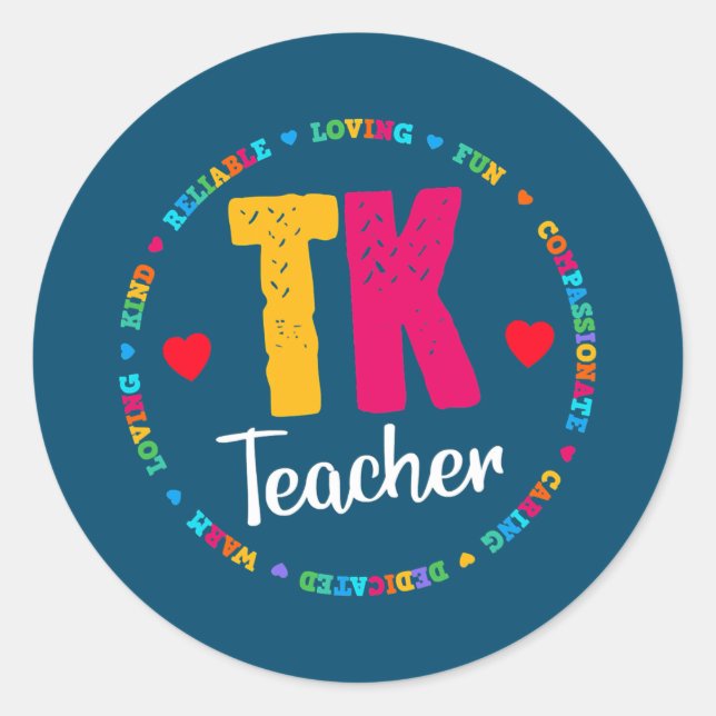 TK All Day Transitional Kindergarten Back To Classic Round Sticker (Front)