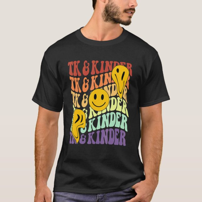 TK and Kinder retro smile face Back To School kind T-Shirt (Front)
