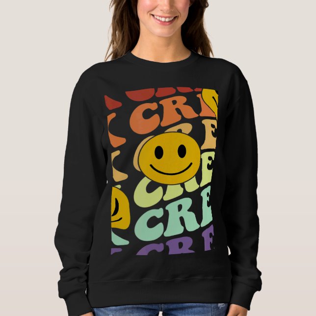 Tk crew squad retro smile face Back To School kind Sweatshirt (Front)