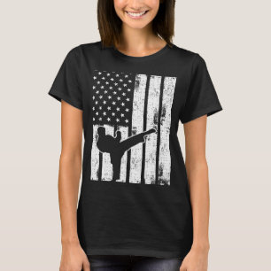 TKD US Vintage American Flag Sports Patriotic Taek T-Shirt