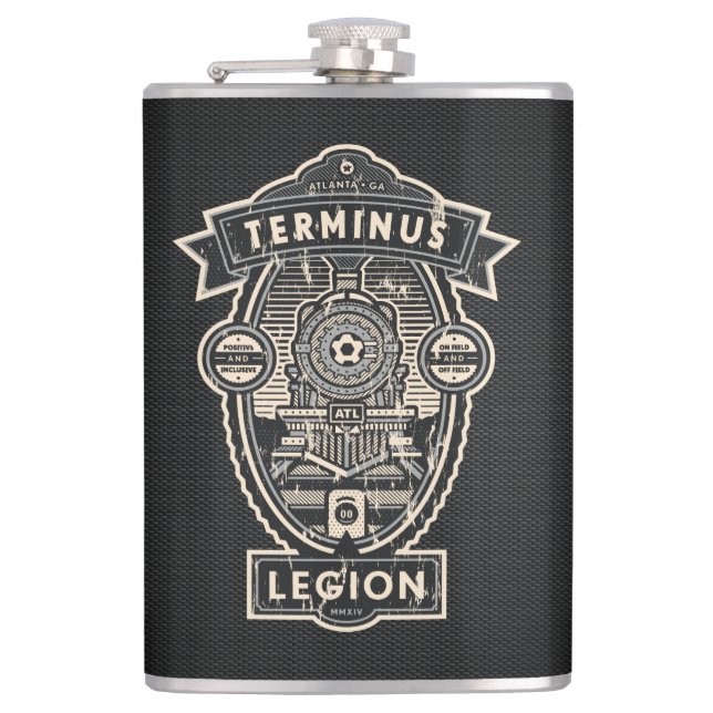 TL Train Flask with Ribbon Logo Back (Front)