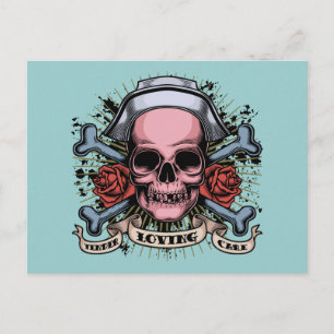TLC Nurse Skull Postcard