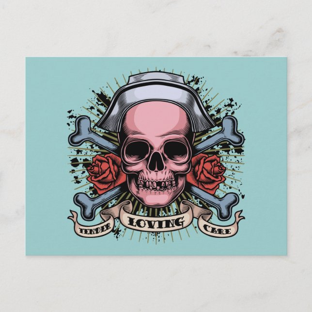 TLC Nurse Skull Postcard (Front)