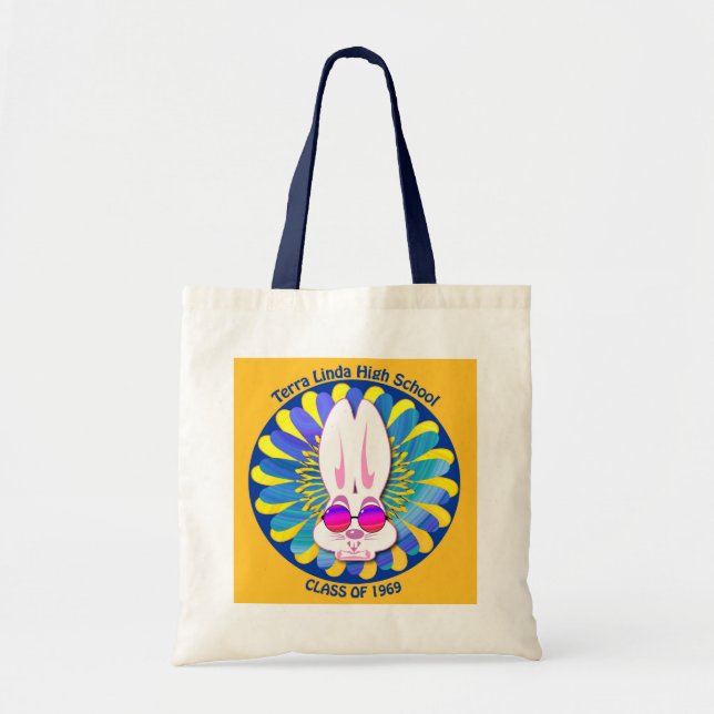 TLHS Bunny Boy Terry in Groovy Blue & Gold Tote Bag (Front)