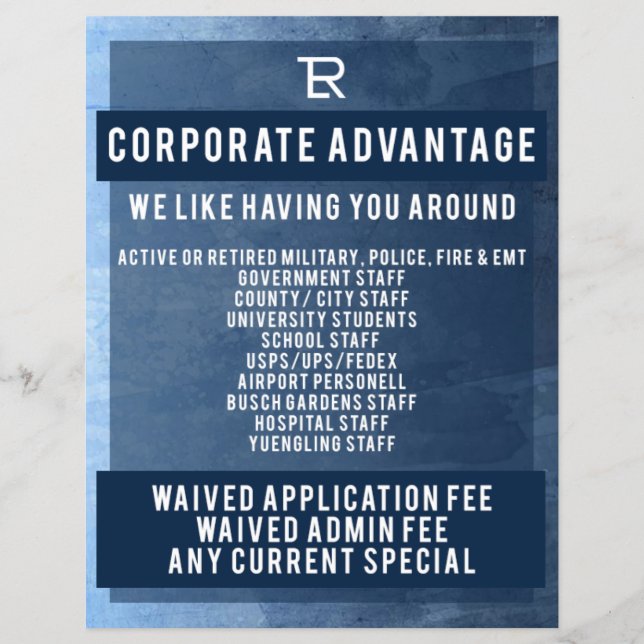 TLR Corporate Advantage Flyer (Front)