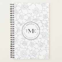 TMC White Floral Logo  Planner