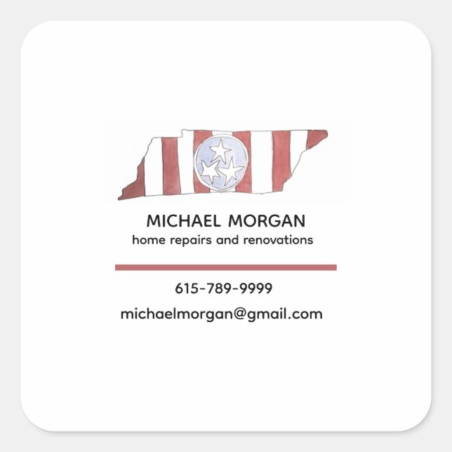 TN state flag business cards Square Sticker (Front)