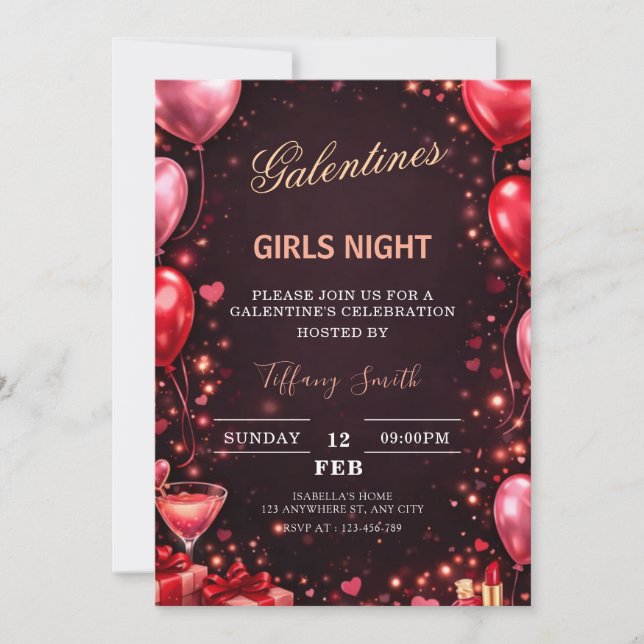 to a girl's night out on Valentine's Day Invitation (Front)
