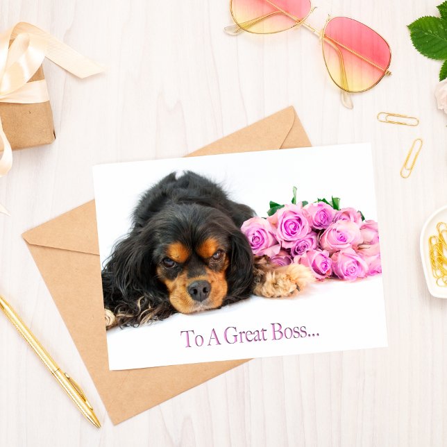 To A Great Boss With Cavalier King Charles Spaniel Card (Creator Uploaded)