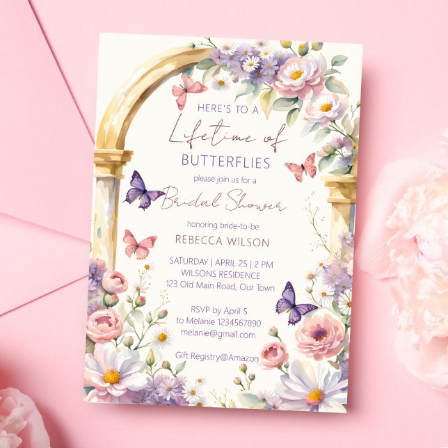 To a lifetime of butterflies spring bridal shower invitation (To a lifetime of butterflies spring summer garden bridal shower invitation template digital download)