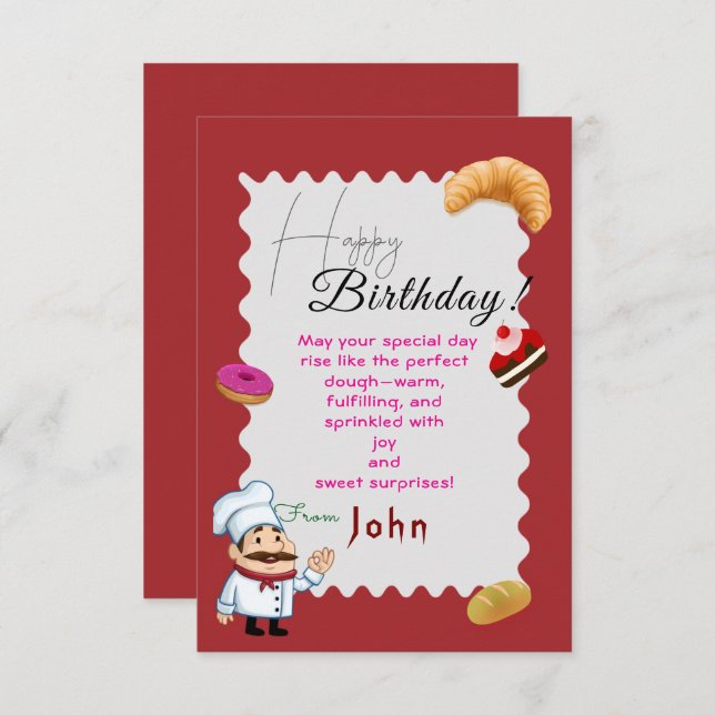 To a pastry chef card (Front/Back)