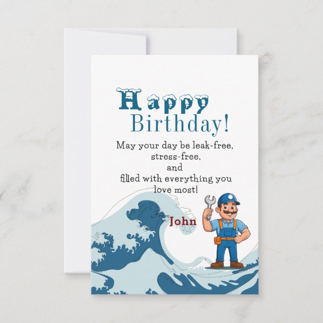 To a Plumber  Card (Front)