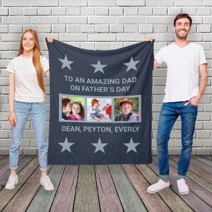 To an Amazing Dad Custom Photos & Text Fleece Blan Blanket