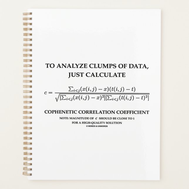 To Analyse Clumps Data Cophenetic Correlation Planner (Front)