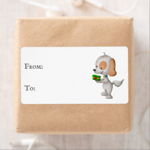 To and From Dog with Present Family Happy Holidays