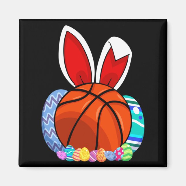 To Basketball Easter Egg Bunny Magnet (Front)