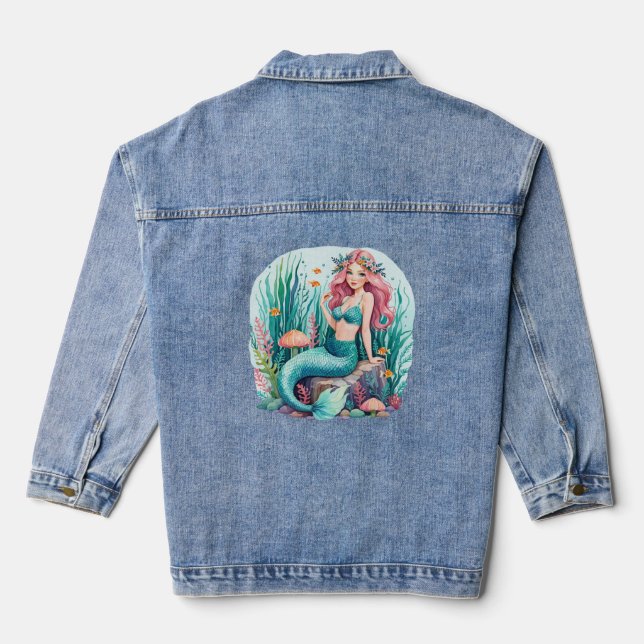 to be a mermaid  denim jacket (Back)