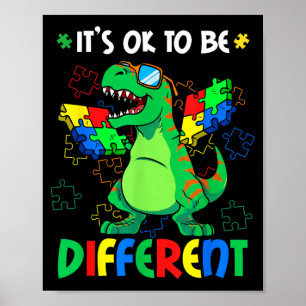 to Be Different Autism Awareness Dinosaur Kids Poster