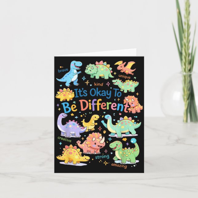 to Be Different Autism Awareness Dinosaur T-Rex Card (Front)