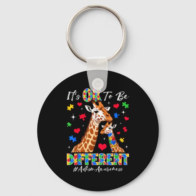 To be different autism awareness giraffe puzzles key ring (Front)