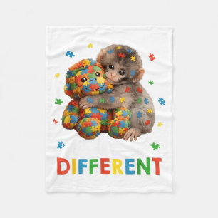to Be Different Autism Awareness Monkey Punch Fleece Blanket