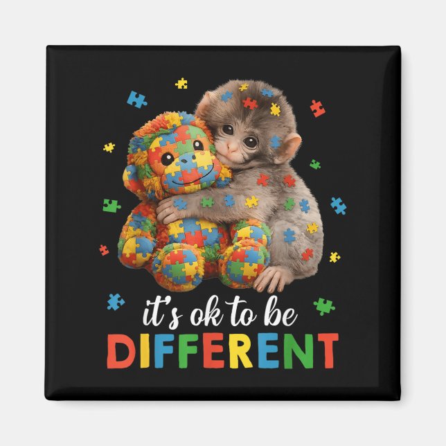 to Be Different Autism Awareness Monkey Punch Magnet (Front)