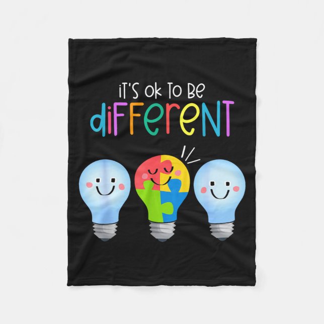 To be different autism awareness puzzle lightbulb fleece blanket (Front)