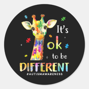 to Be Different Cute Giraffe Animal Autism Classic Round Sticker