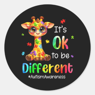 to Be Different Cute Giraffe Animal Autism Classic Round Sticker