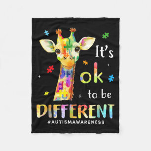 to Be Different Cute Giraffe Animal Autism Fleece Blanket