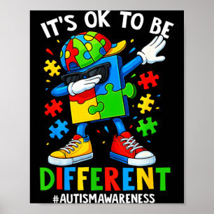 To be different dabbing puzzle autism awareness poster