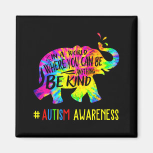 To be different elephant autism awareness tie dye magnet