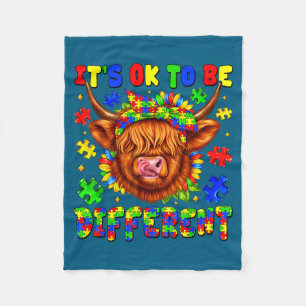 To be different highland cow puzzle autism fleece blanket