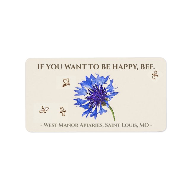 To Be Happy, Bee Apiary Promotional Honey Labels (Front)