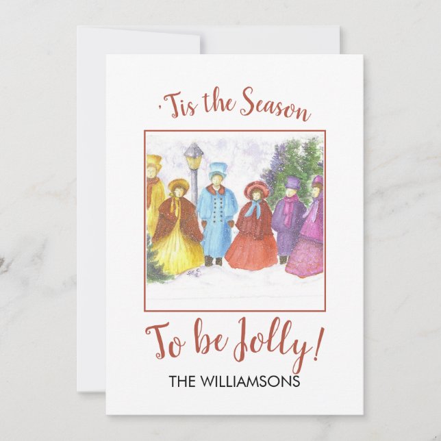 To Be Jolly Christmas Carolers Holiday Card (Front)