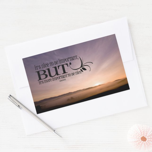 "To be nice" Inspirational Quote Rectangular Sticker (Envelope)