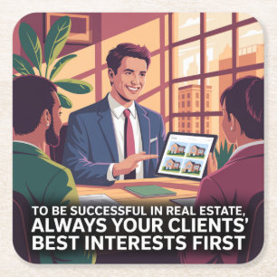 To Be Successful In Real Estate Square Paper Coaster